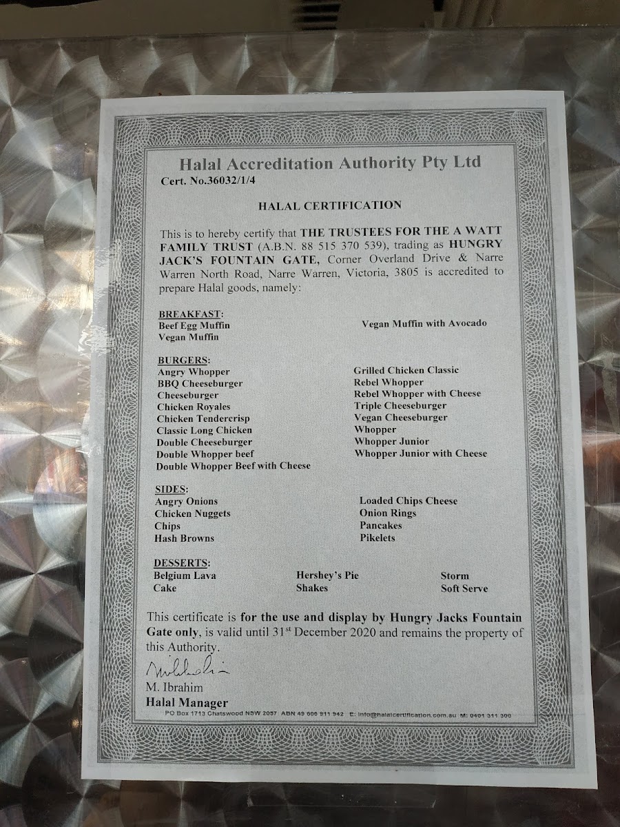 Menu Hungry Jack's Burgers Fountain Gate-3