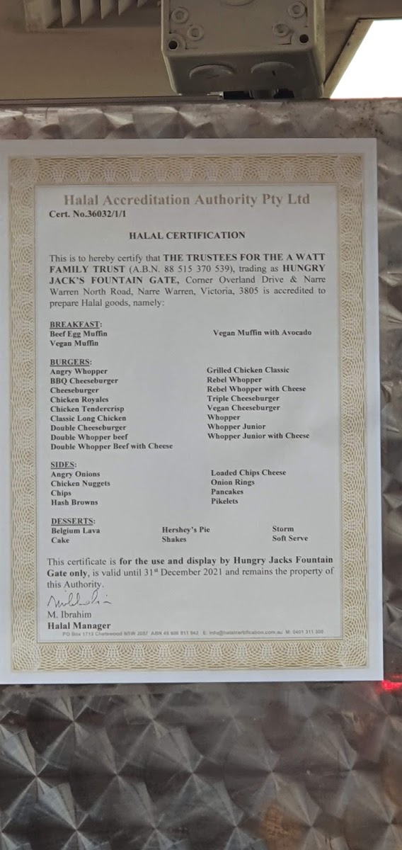 Menu Hungry Jack's Burgers Fountain Gate-4